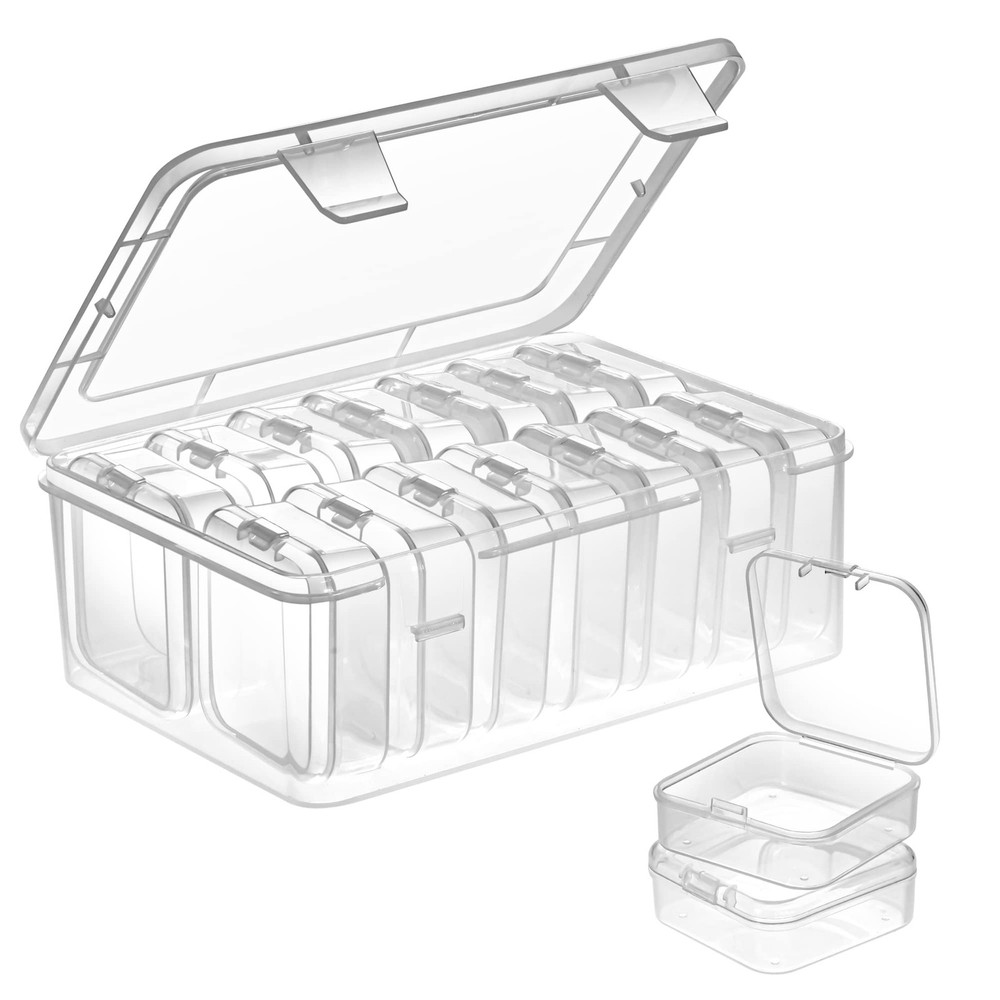 Mathtoxyz Small Bead Organizers, 15 Pieces Plastic Storage Small, Clear - 1P