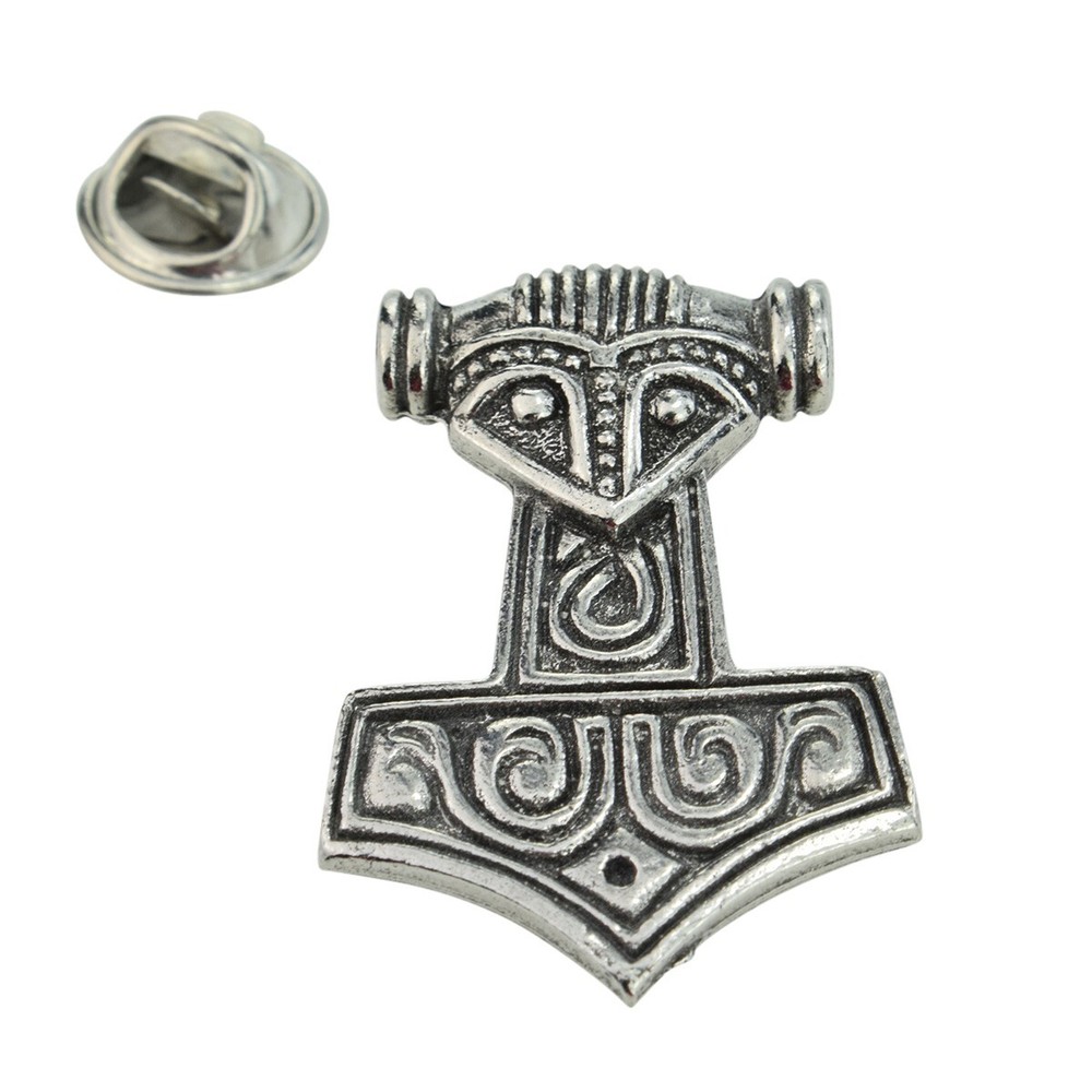 Thors Hammer Pewter Lapel Pin Badge