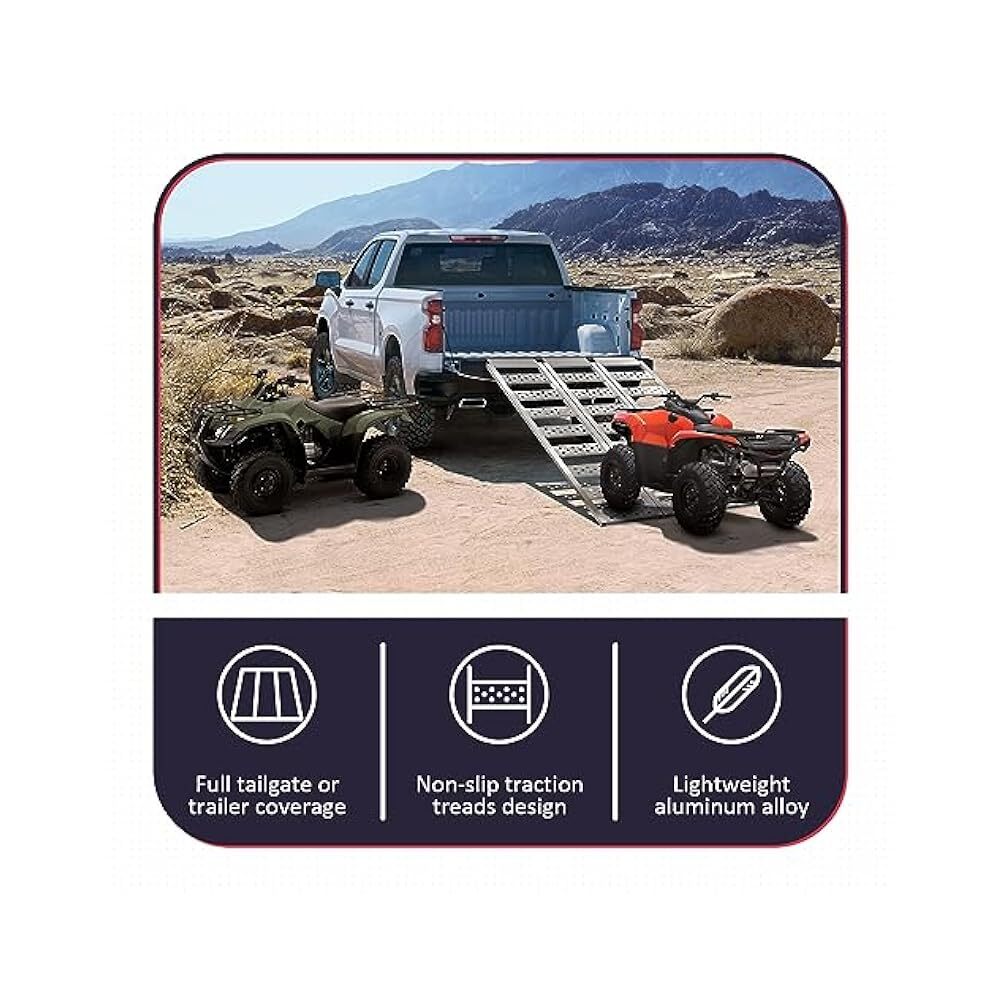 Mobility Scooter Ramp, Tri,Fold 6ft, Durable Truck & ATV Loading Aid