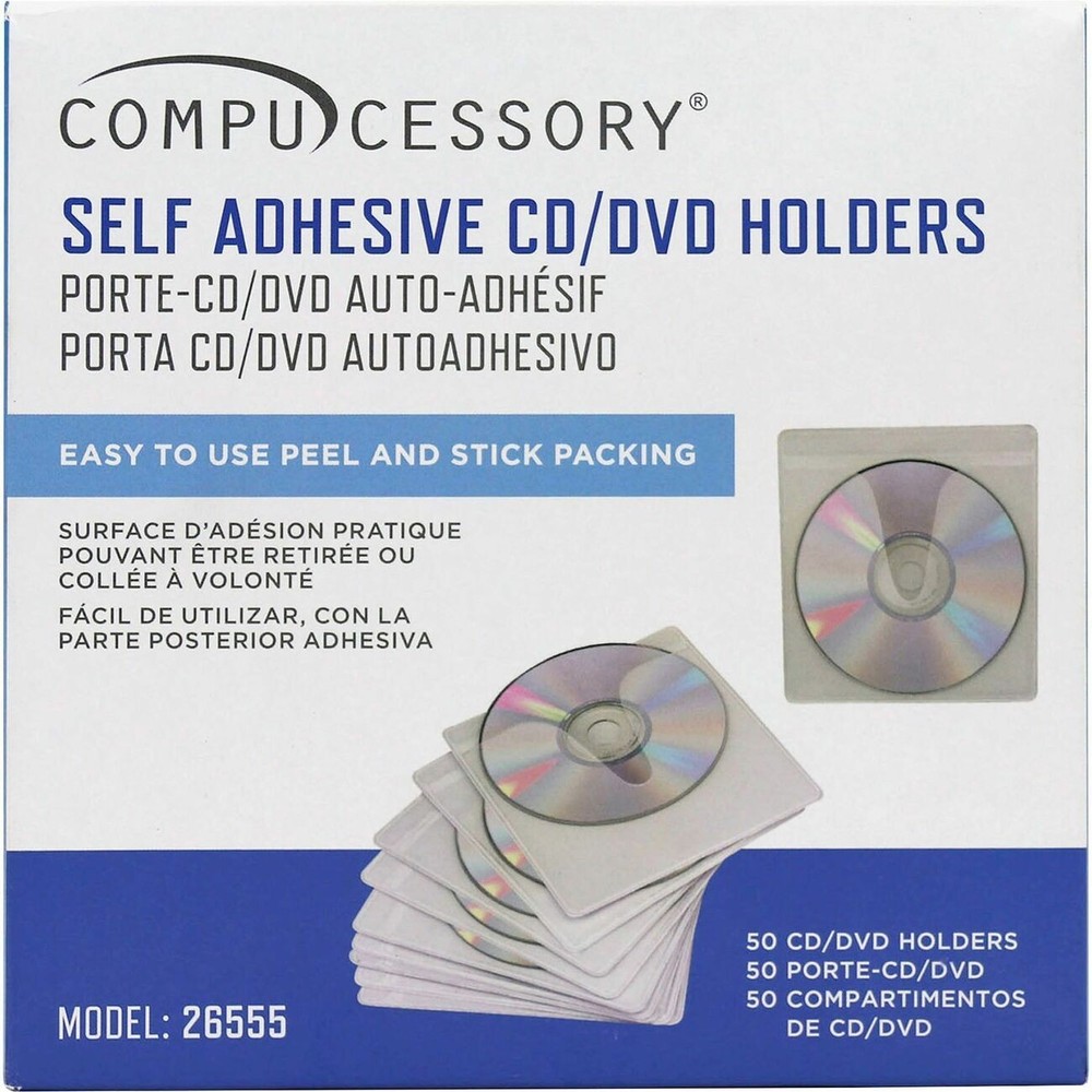 Compucessory CCS26555 CD/DVD Holder 50 Pack White Polypropylene