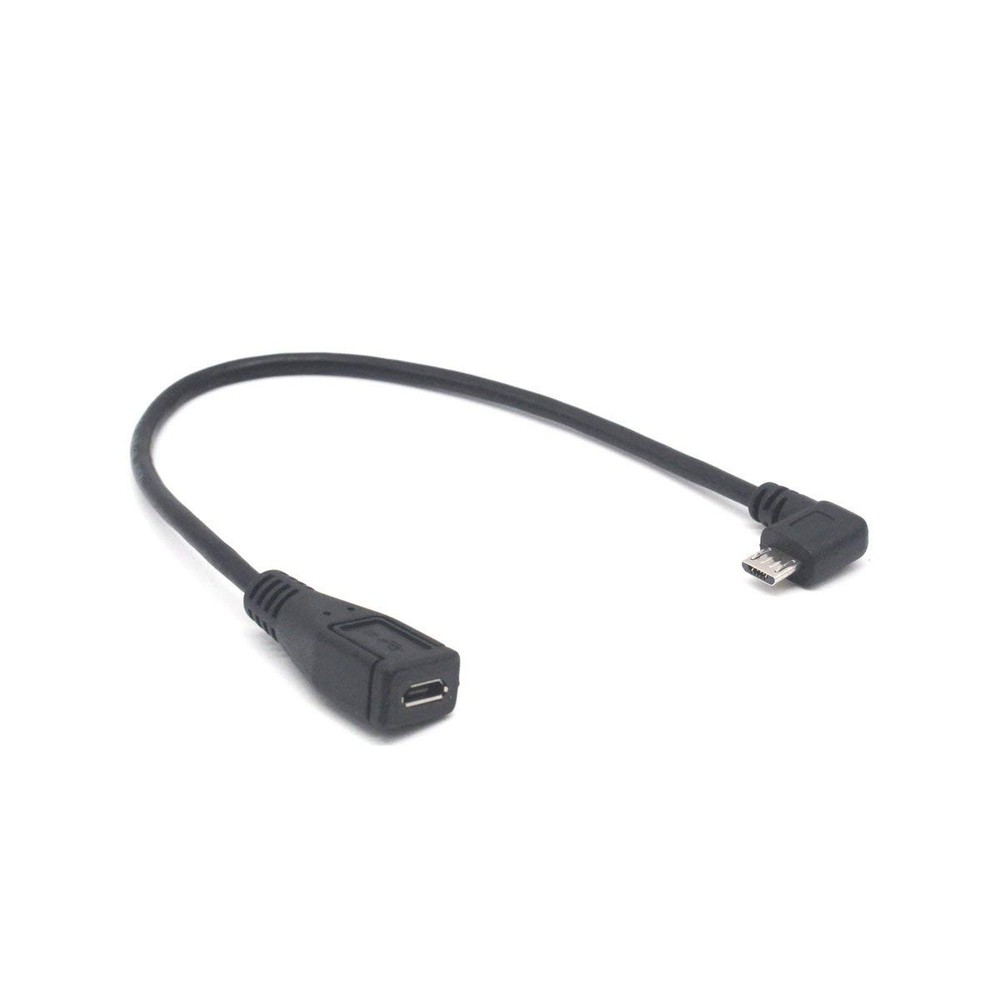 Micro USB Left Angle,Micro Extension Cable, 90 Degree 10 inches, Black