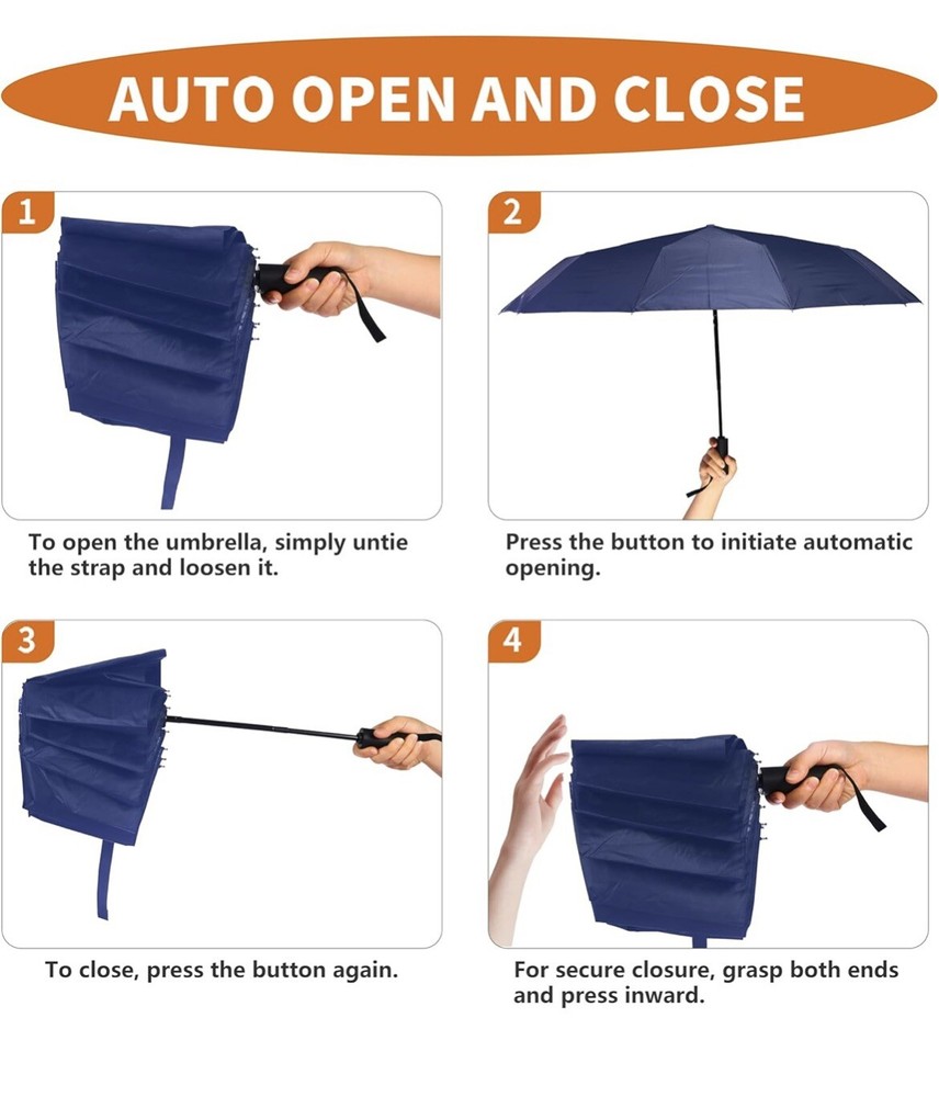New 10-Rib Compact Travel Umbrella