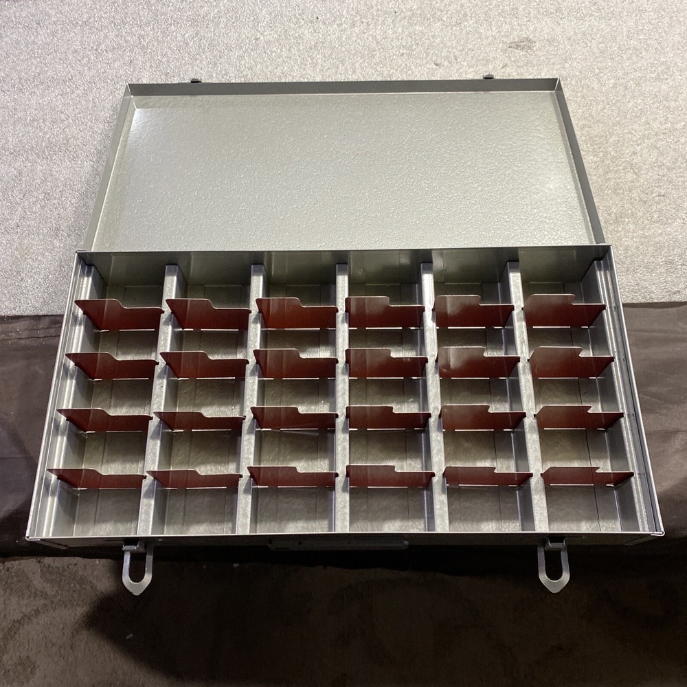 Vintage Metal 30 Hole Storage Bin Tray