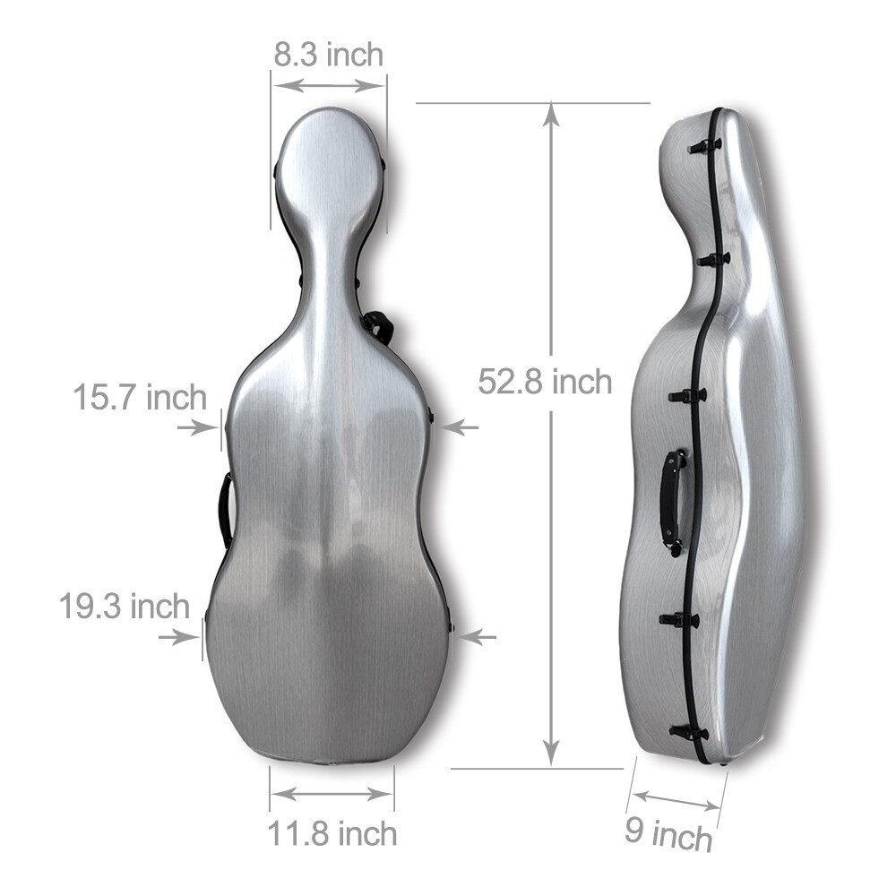 Advanced 4/4 Silver Cello Case Wheel Embedded handle Cello Box Carbon Fiber New