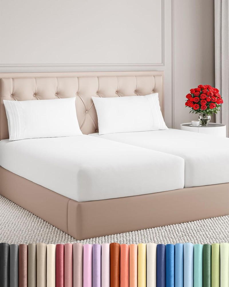 Split King Size 5 Piece Sheet Set - Comfy Breathable  Cooling Bed Sheets Set ...