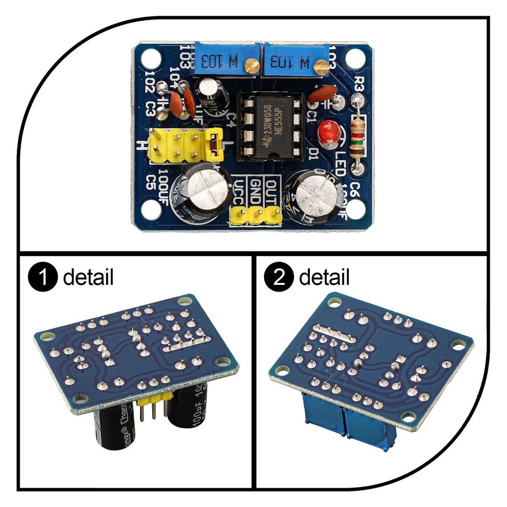 NE555 Pulse Frequency Generator Board LED Indication Continuous Output Range