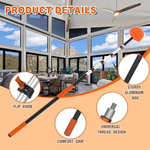 30FT Reach Cobweb Duster with Extension Pole, High Ceiling Long Duster 24FT