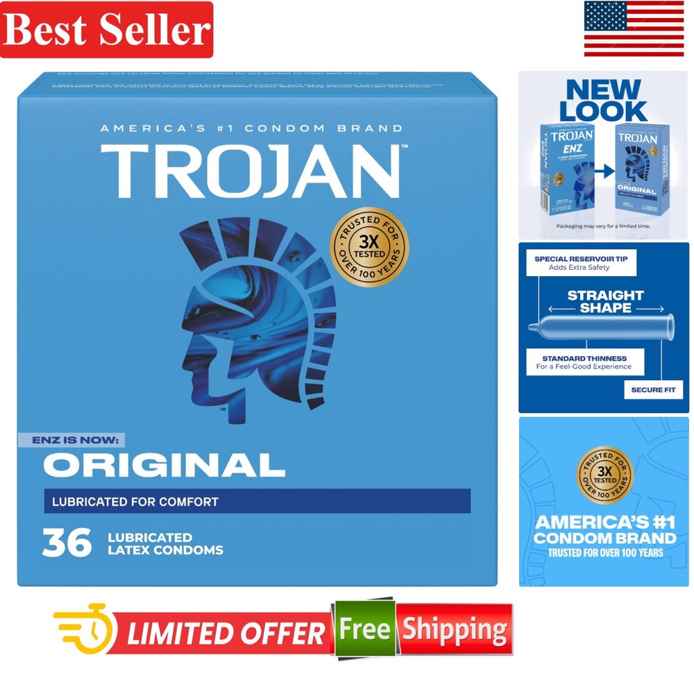Trojan ENZ Classic Latex Condoms, 36 Count Value Pack - Explore with Confidence