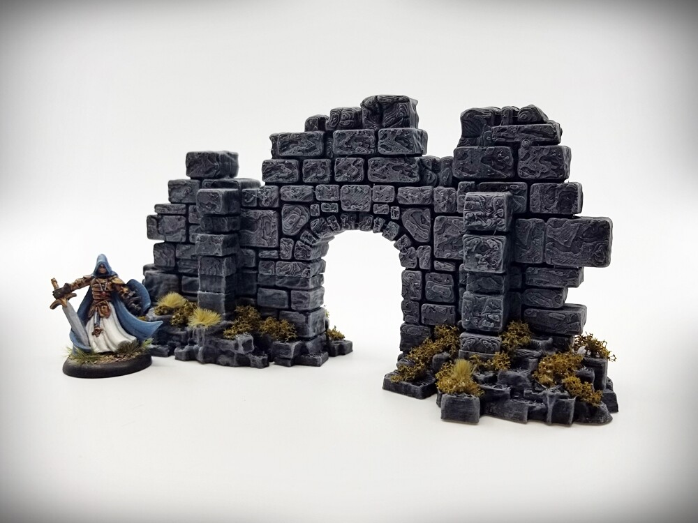 Ruins Terrain - Basic Archway Door Wall (Large) - Tabletop Wargaming RPG terrain
