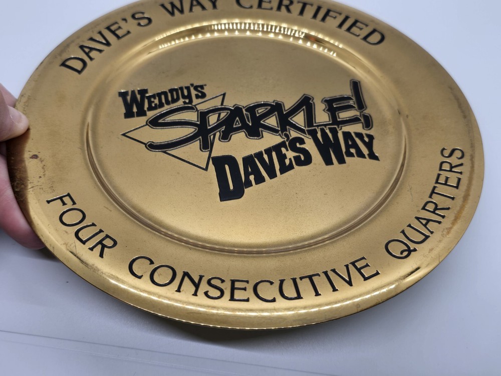 Vintage Dirilyte Solid Bronze plate Award Wendy's Sparkle Daves's Way Certified