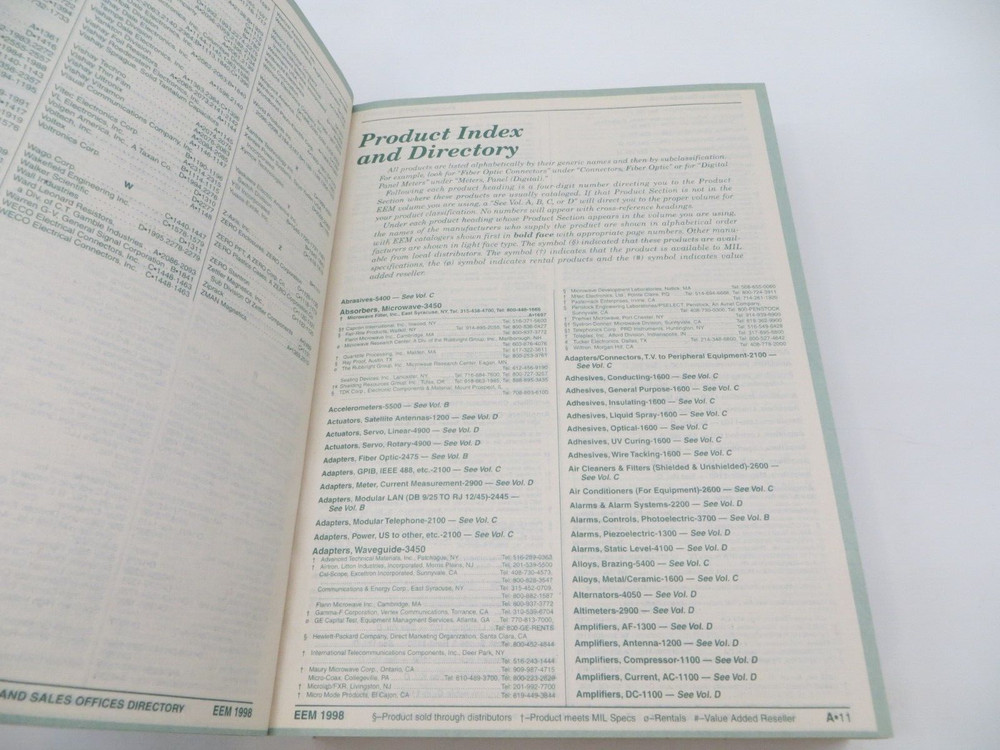 EEM 98 Electronic Engineers Master Catalog Volume A Electronic Components -