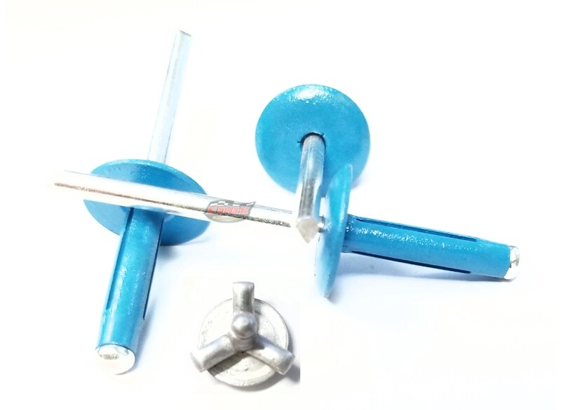 Pepsi-Blue 3/16" Large Head Tri-Fold Exploding Aluminum Mandrel Pop Rivets 10...