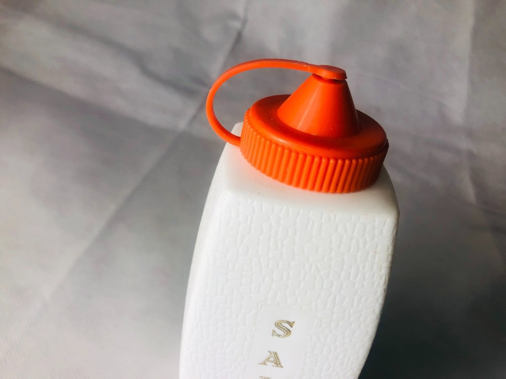 Salt Bottle White Orange Plastic Vintage ra