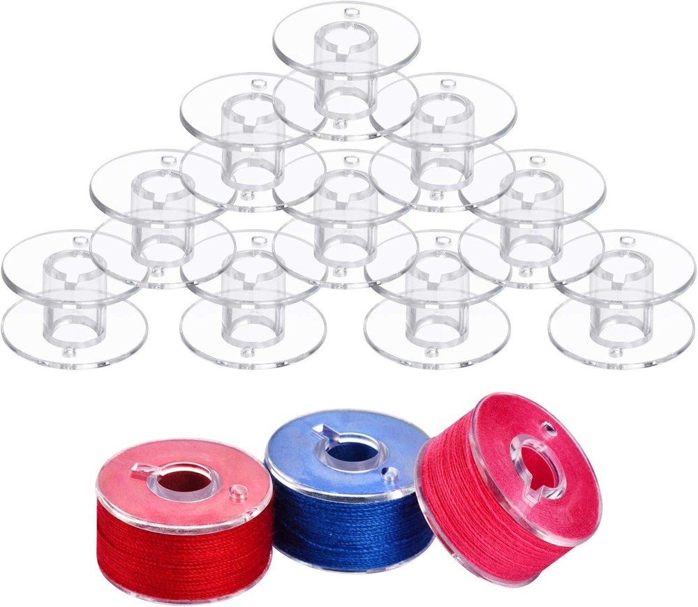50 Clear Plastic Bobbins for Sewing Machines - Ultimate Compatibility