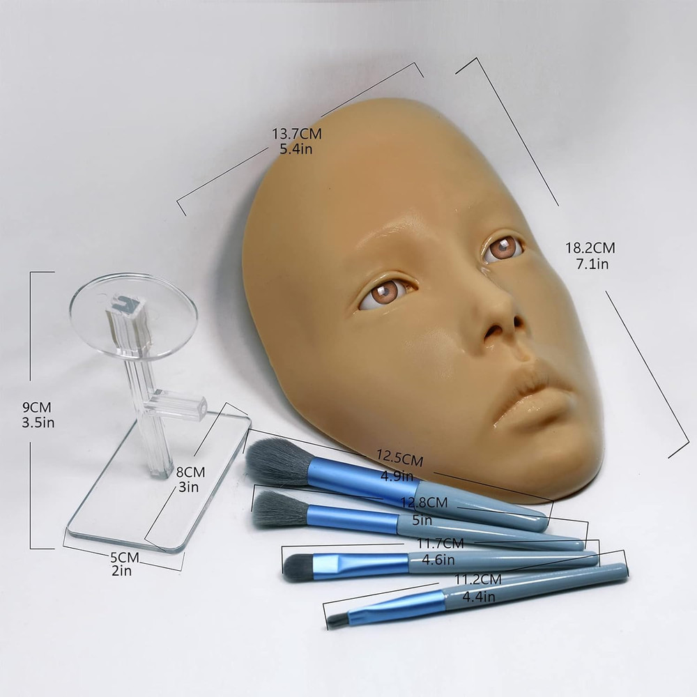 5D Makeup Practice Face Board, Silicone Makeup Mannequin Face, Reusable Beginner