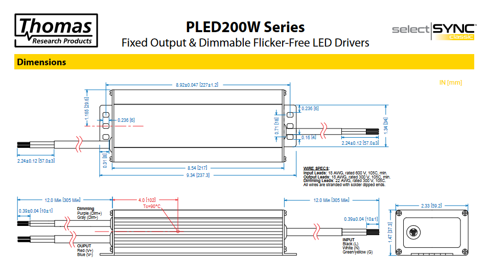 Hubbell Thomas Research Products PLED200W-190-C1050-D Fixed Output Dimmable LED