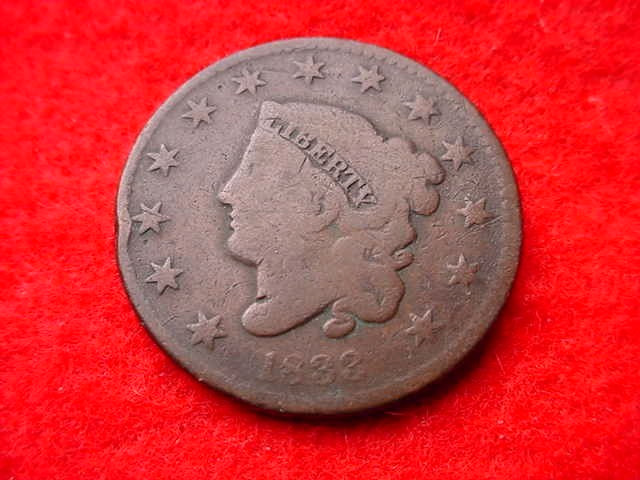 1833 CORONET HEAD LARGE CENT NICE  COPPER CENT!   #T-172