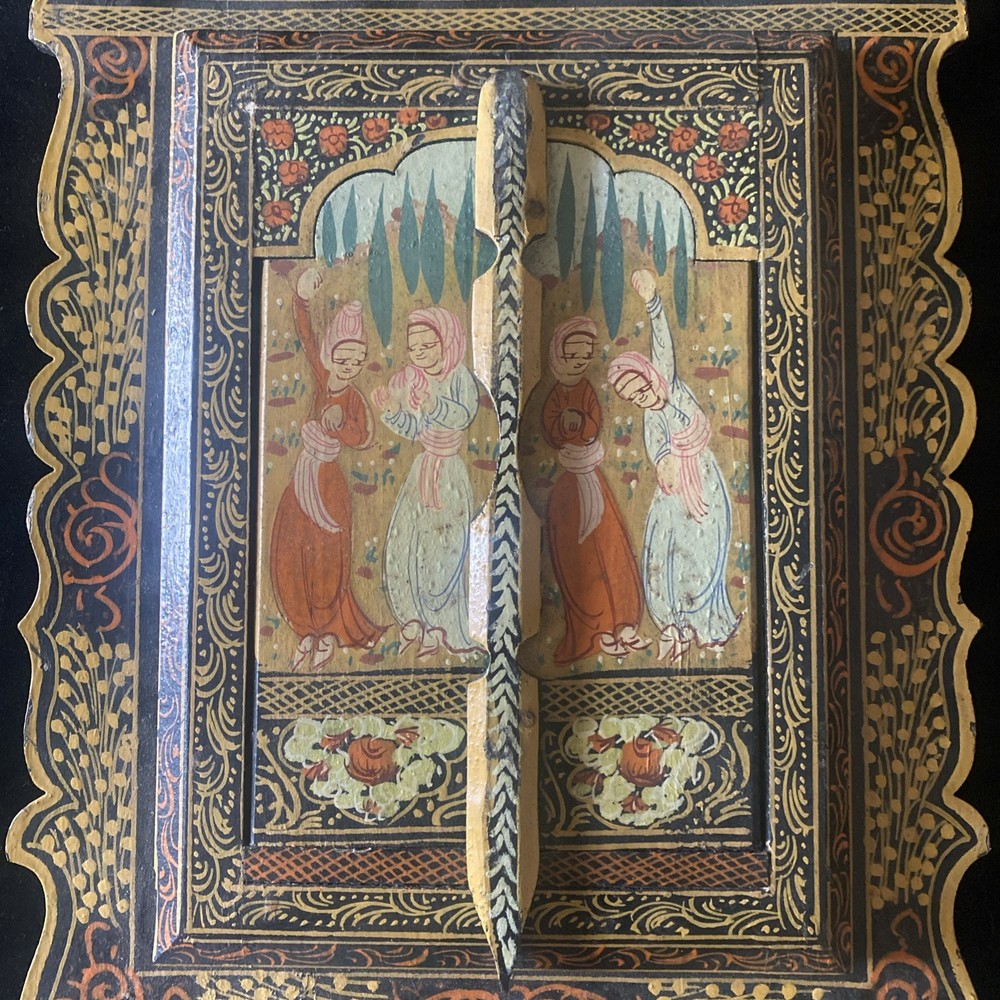 Antique Handpainted Qajar Laquer Mirror