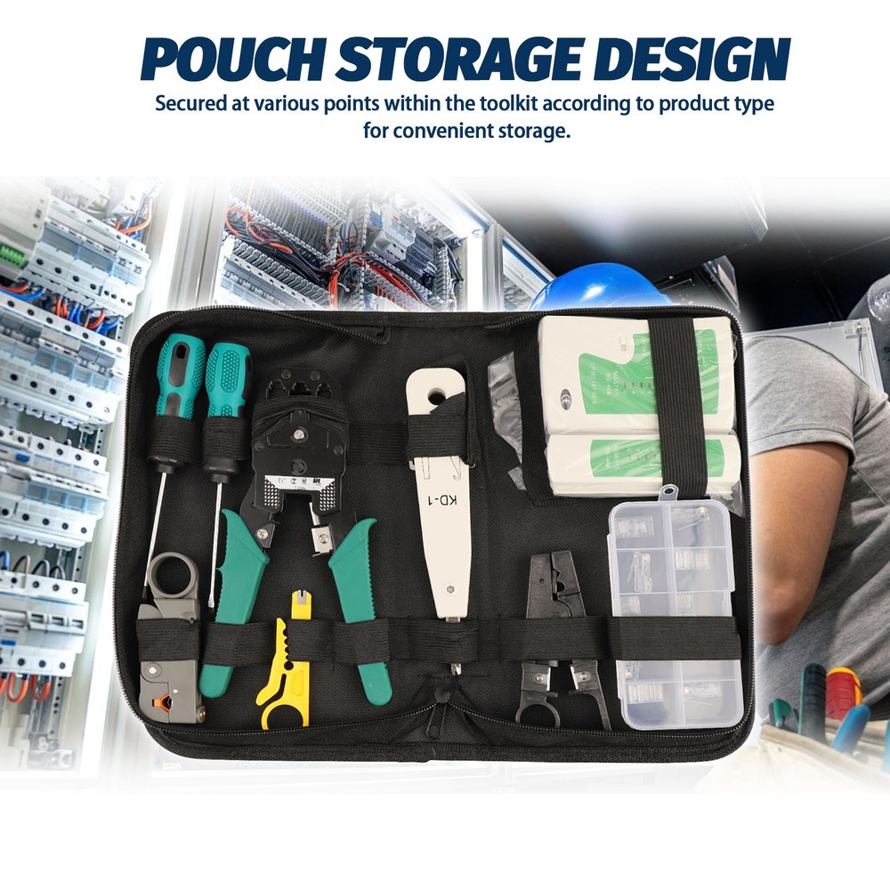 Network Tool Kit - RJ45 Crimper, Tester & Strippers for Ethernet Cable Work