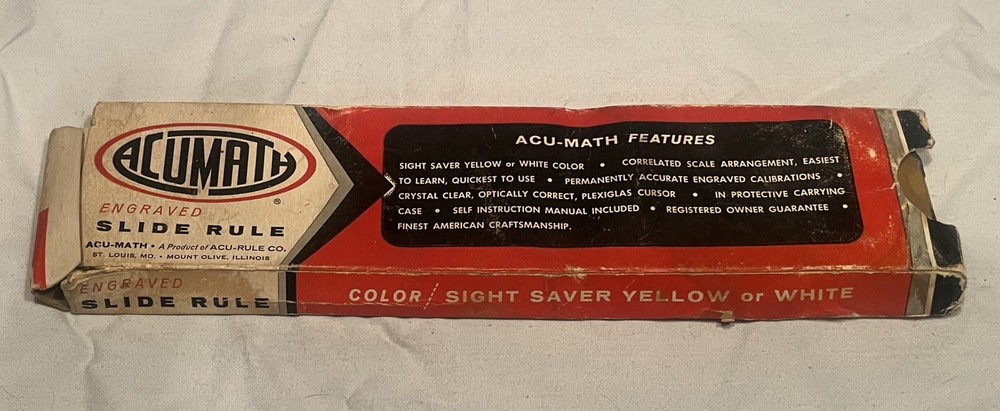 Acu-Math Slide Rule w/ Sleeve / Original Box