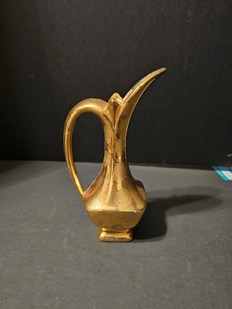 Ceramic Gold Color Pitcher 8"