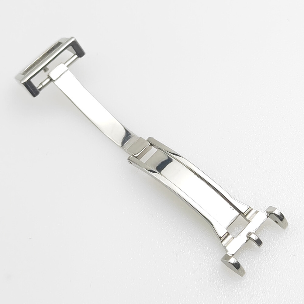 16mm Silver Folding Deployment Clasp for IWC Rubber Leather Watch Band Strap