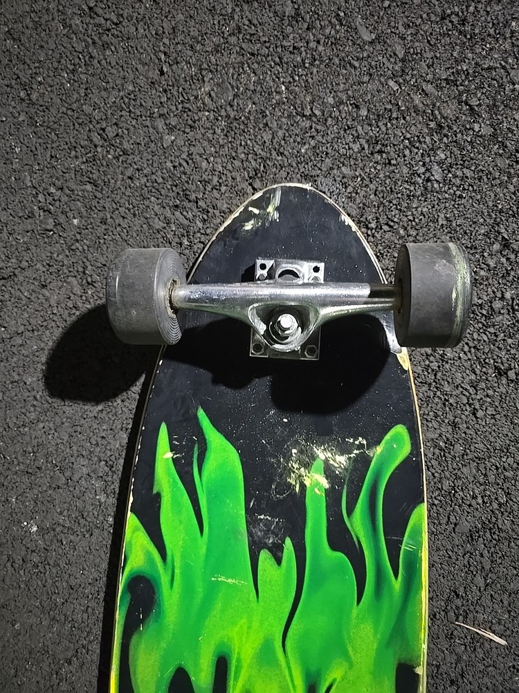 Krown - Pin Tail Green Flame Longboard