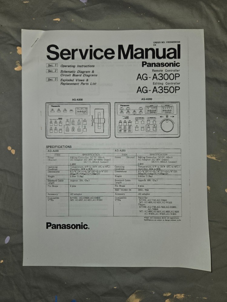 Panasonic AG-A300 Slow Motion Edit Controller w/Power Supply - TESTED!