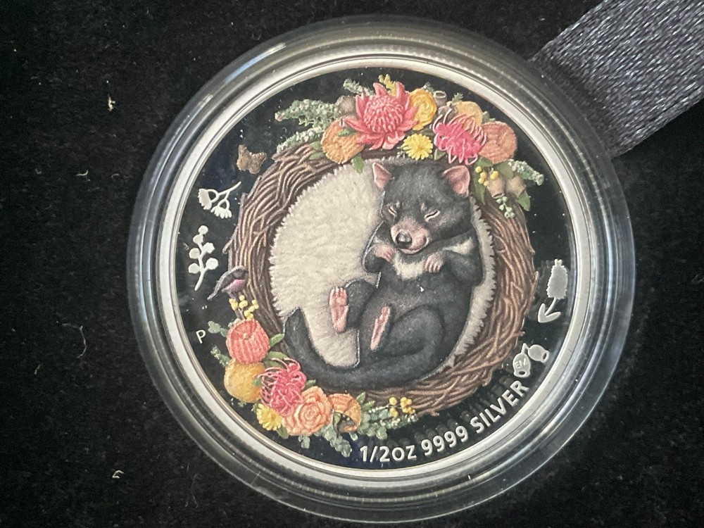 2021 DREAMING DOWN UNDER TASMANIAN DEVIL 1/2oz SILVER PROOF COLORED COIN -T11