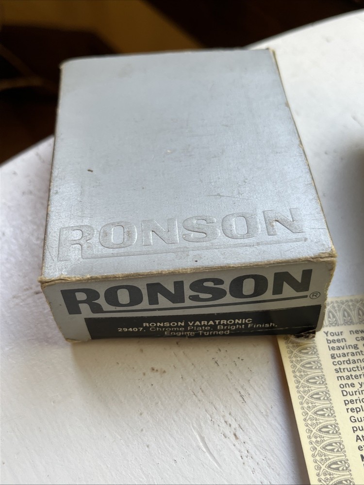 RONSON VARATRONIC Piezo-Electric Silver Engine Turned Lighter Made W. Germany