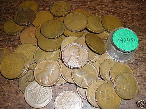 1926-D LINCOLN WHEAT CENT ROLL, 50 coins