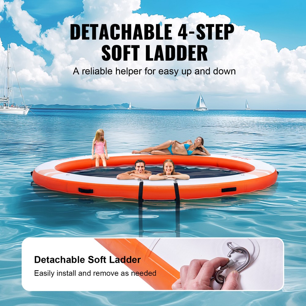 VEVOR Inflatable Floating Dock ø8FT Water Dock Platform with ø5FT Mesh Pool