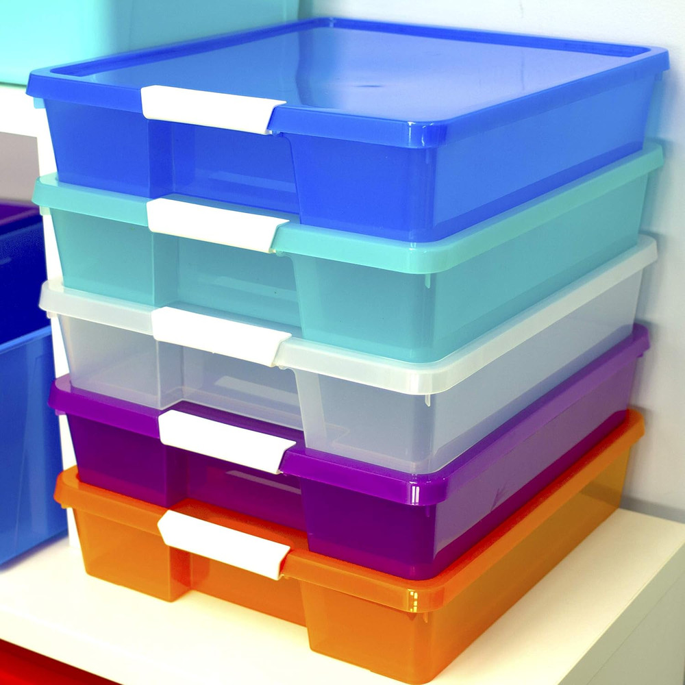 Classroom Craft Project Box – Stacking Plastic Organizer Fits 12X12 Scrapbooking
