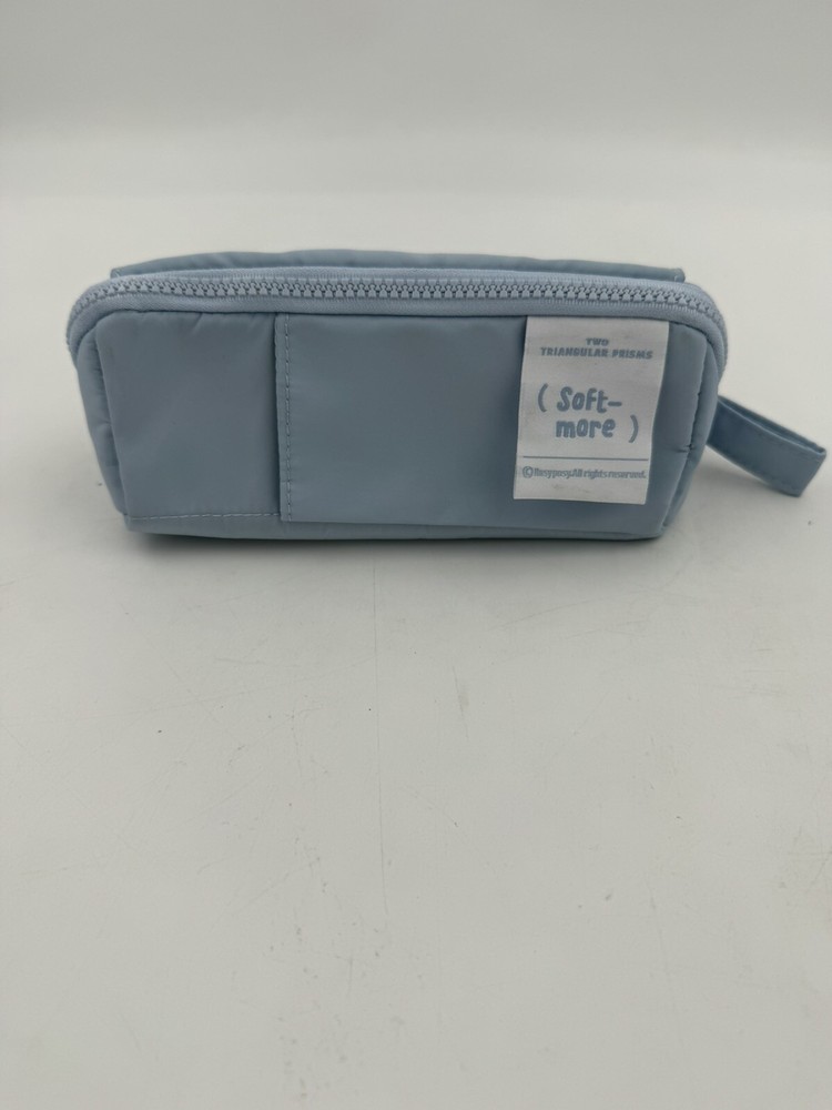 Pencil Pouch Two Triangular Prims Pencil Makeup Storage Case Light Blue Foldable