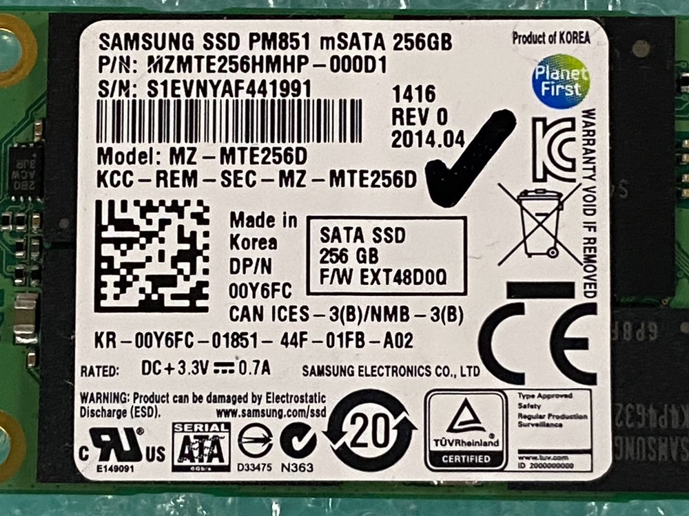 Samsung MZ-MTE256D 256GB mSATA SSD Solid State Drive | HD951