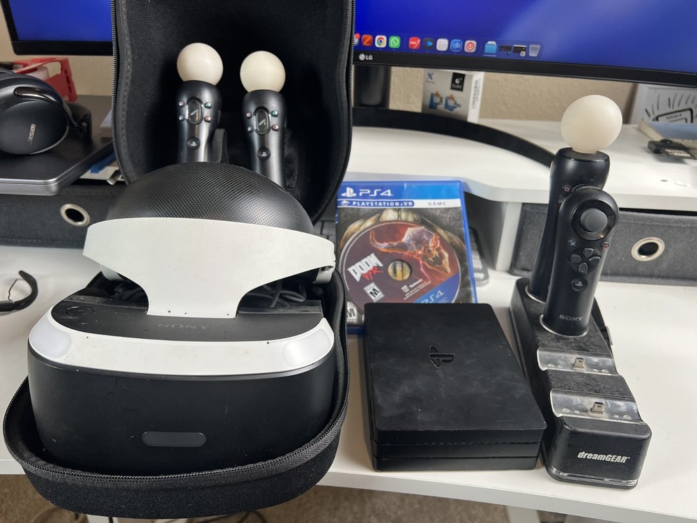 PlayStation VR PSVR Bundle w/ Move Controllers Doom VR Games Tested