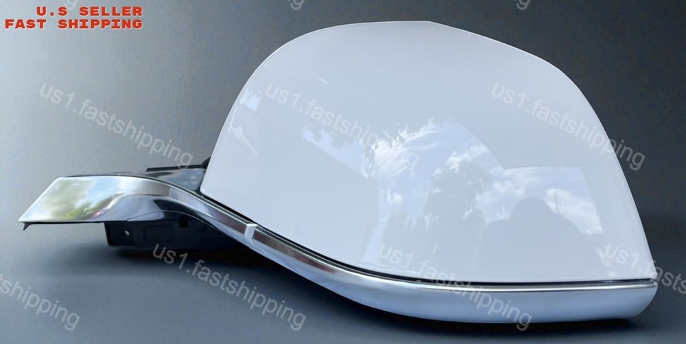White Left Driver Side Mirror Chrome Base for Tesla Model 3 2017 2018 2019-2023