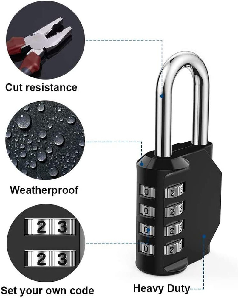 Combination Lock Resettable 4 Digit Padlock with Combination 2 Pack