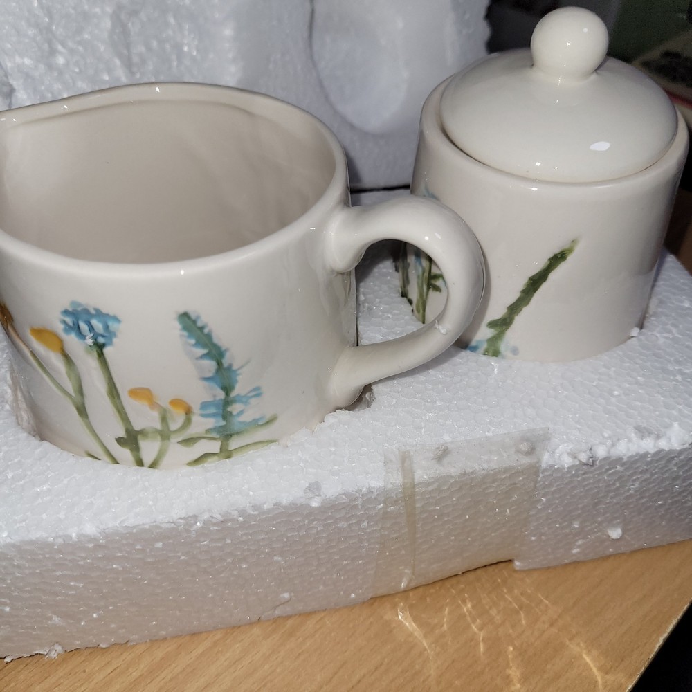 Sullivans Herb Imprinted Ceramic Sugar & Creamer Set with Box