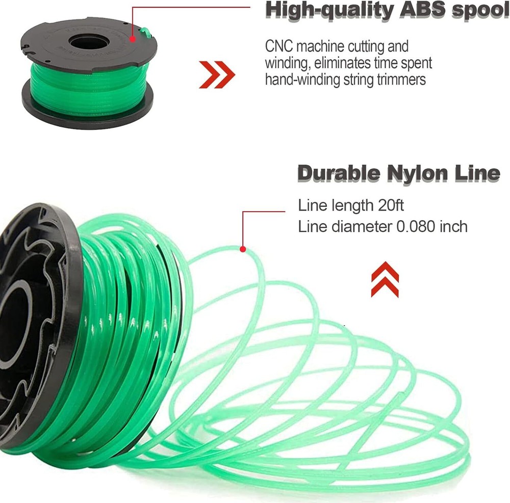 7Pack+1Cap For Black & Decker GH3000 SF-080 Grass Trimmer Replacement Spool Line