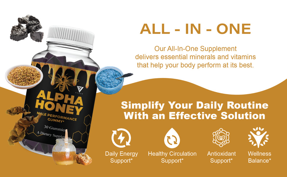 (3 Pack) Alpha Honey Performance Gummies, AlphaHoney Supplement (90 Gummies)