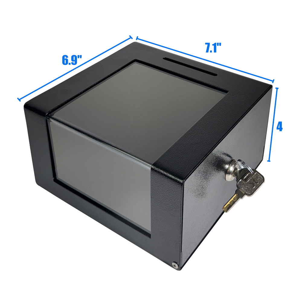 OPEN BOX Steel Locking Tip Box, Secure Tip Jar with Combination Cable Lock