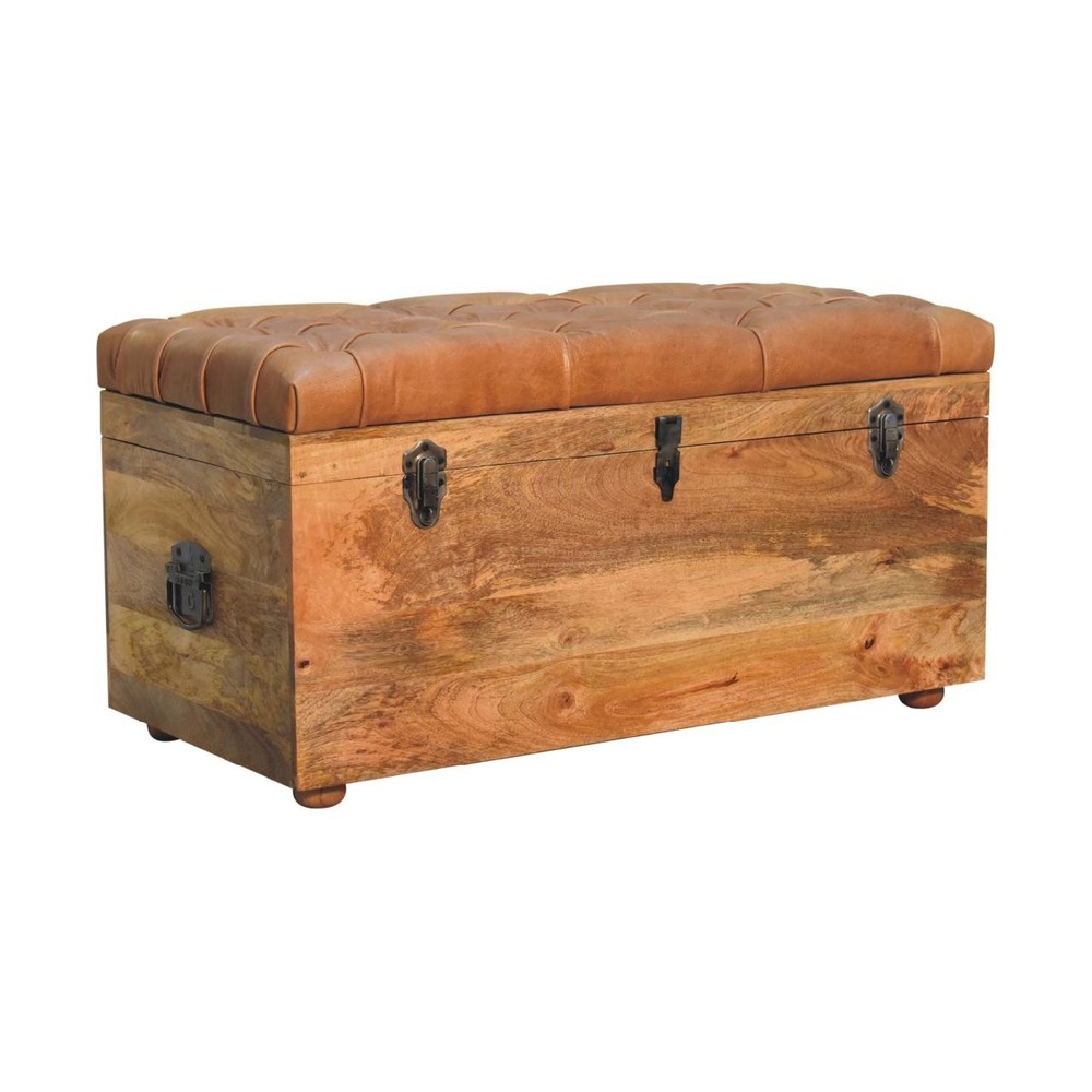 Solid Wood Upholstered Storage Trunk