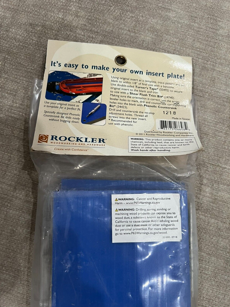 NEW / UNUSED Rockler Phenolic Table Saw Insert - Zero Clearance