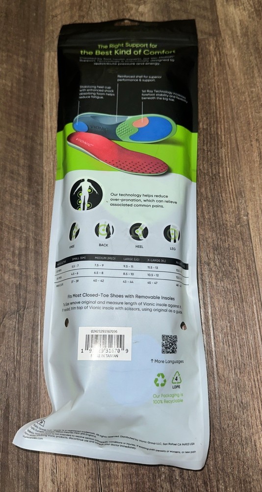 Vionic Men's Active Full Length Orthotic Inserts Maximum Support Size L 9.5-11