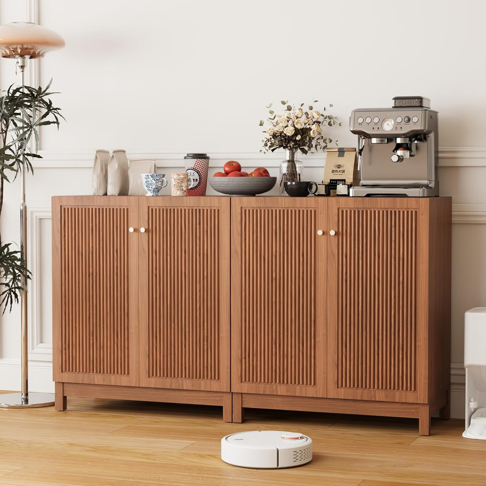 31.5" Fluted Sideboard Buffet Cabinet with Storage, Mid Century Modern Accent Ca