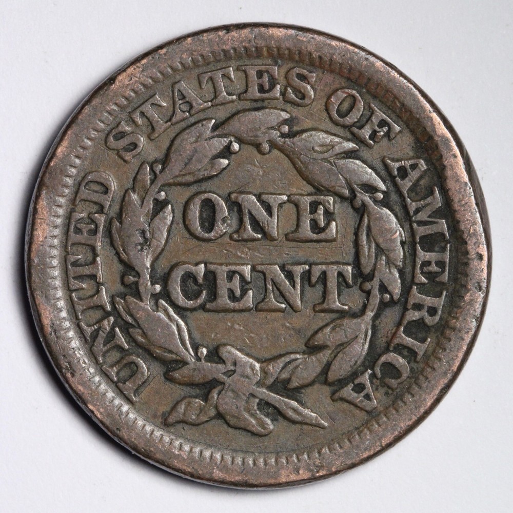 1848 Braided Hair Large Cent CHOICE FINE+ E357 GCL