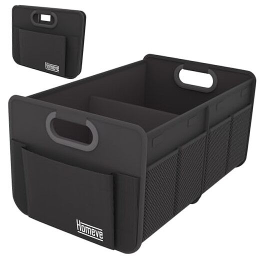 Car Trunk Organizer, Collapsible Multi-Compartment Car 2 Compart-Small Black