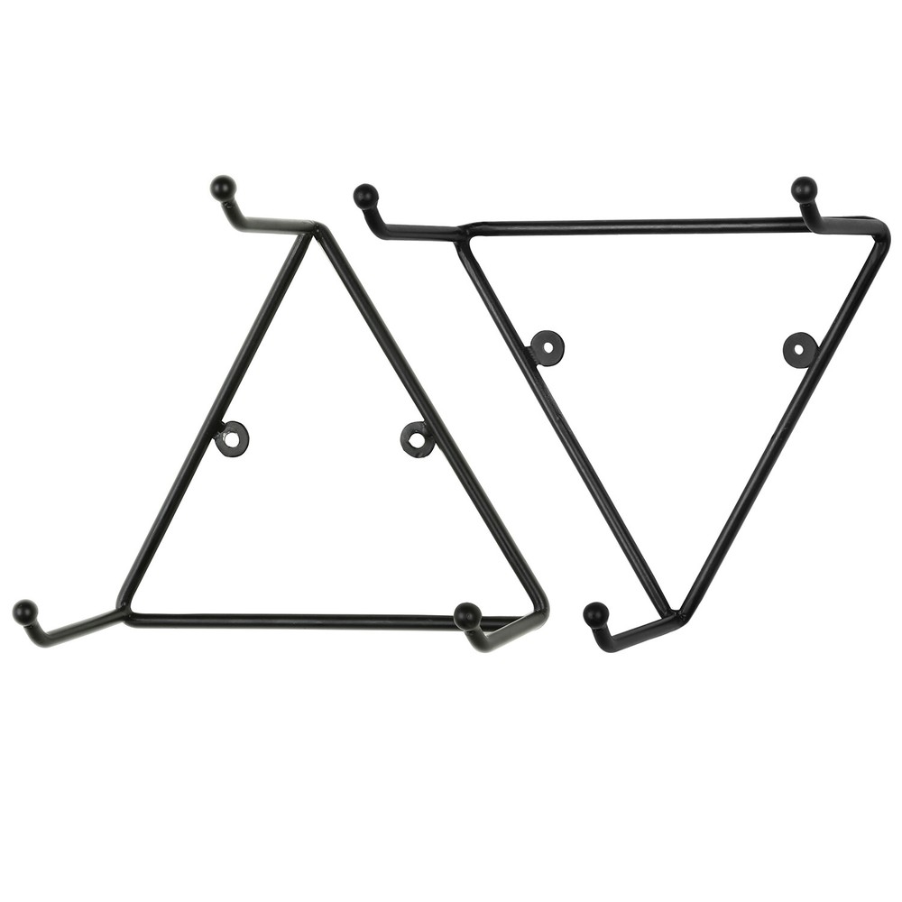 Modern Black Metal Wall Mounted Triangular Coffee Mug Rack w/ 3 Hooks, Set of 4