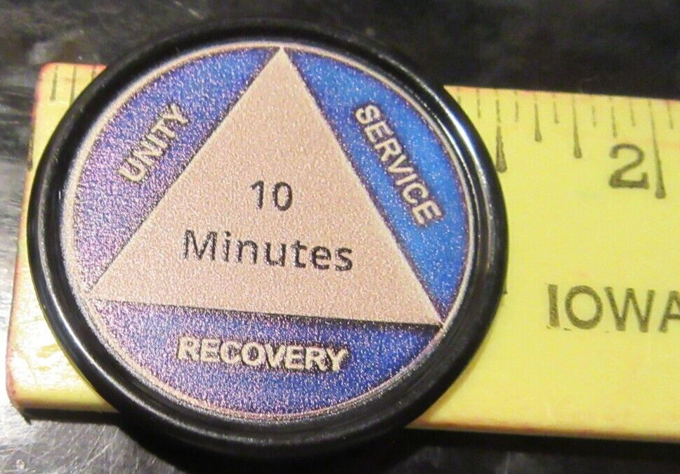 10 MINUTES Alcoholics Anonymous AA Plastic Medallion Token Poker Chips Coin